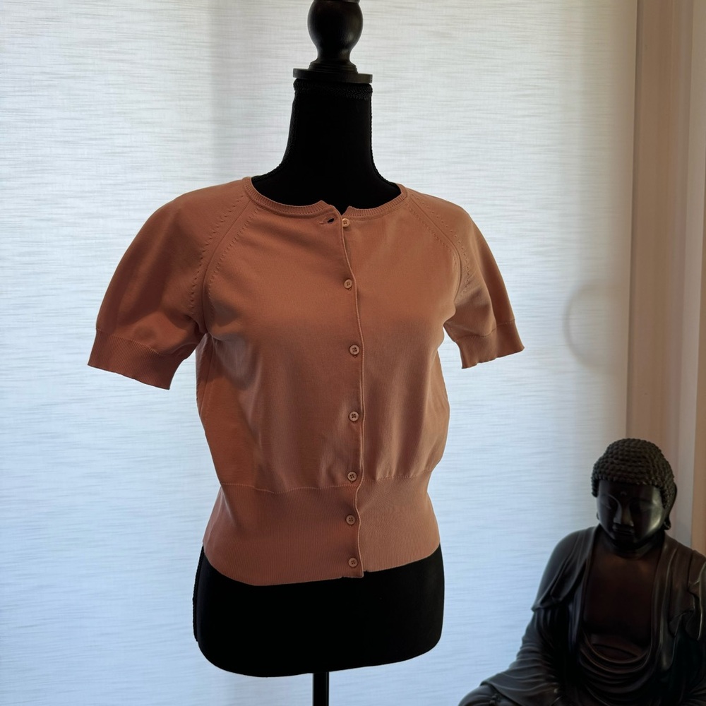 SOLD - DONT PURCHASE! Miu Miu Short Sleeve Cardigan w/ Stitching & Buttons